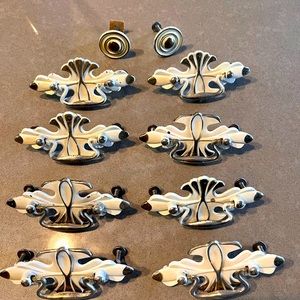 8 antique drawer pulls and two knobs